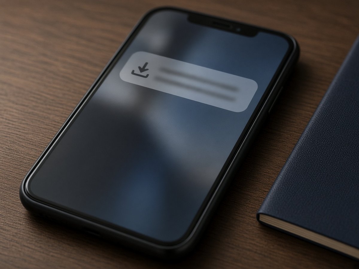Phone showing a download notification next to a passport